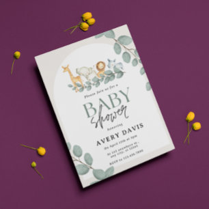 Modern Woodland Animals Forest Boy Baby Shower Inv Invitation