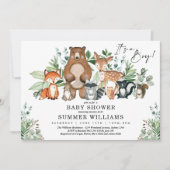 Modern Woodland Animals Forest Boy Baby Shower Invitation (Front)