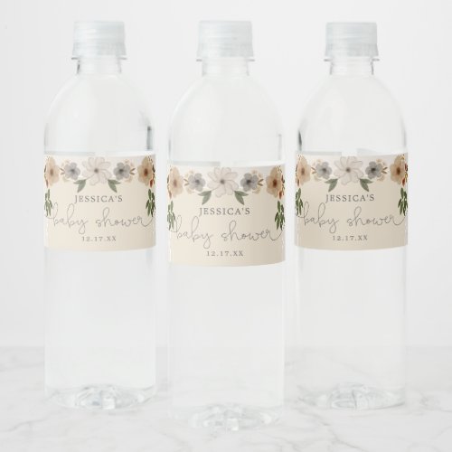 Modern Woodland Baby Shower Water Bottle Label