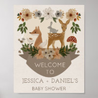 Modern Woodland Baby Shower Welcome Sign