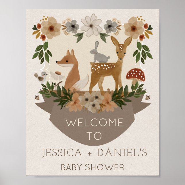 Modern Woodland Baby Shower Welcome Sign (Front)