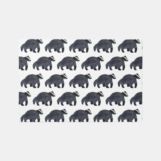 Modern Woodland Badger Rug (Front)