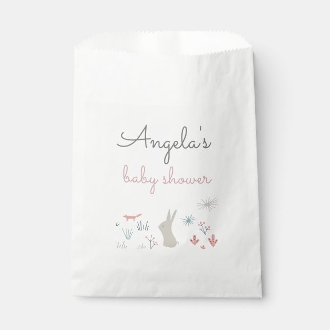 modern woodland creatures baby shower favor bag (Front)