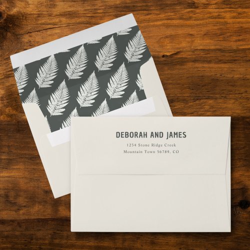 Modern Woodland Ferns Botanical Wedding Envelope