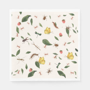 Modern Woodland Floral Greenery Berries Insects Napkins