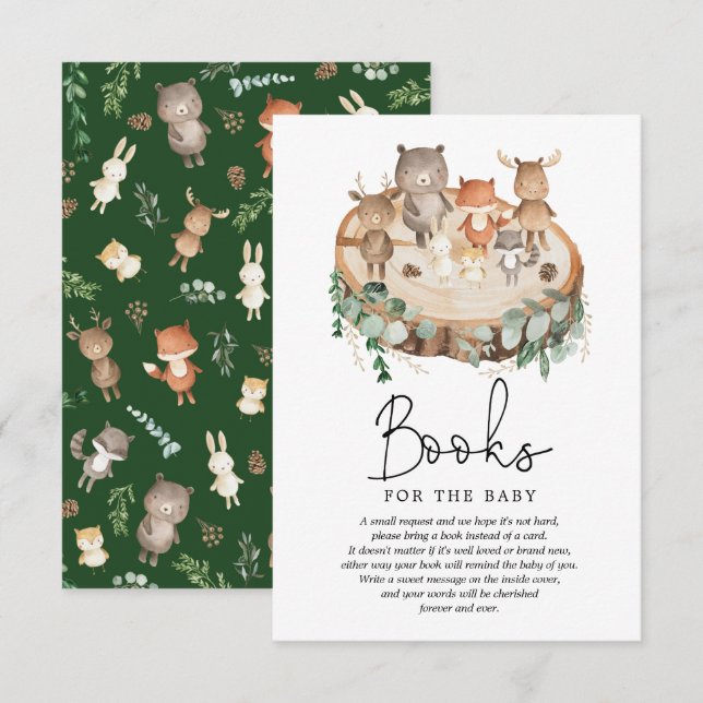 Modern Woodland Forest Animals Books for Baby Enclosure Card (Front/Back)