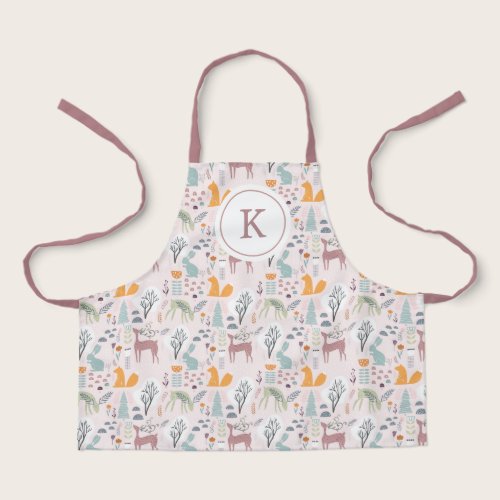 Modern Woodland Forest Animals Pattern Apron Modern Woodland Forest Animals Pattern Apron