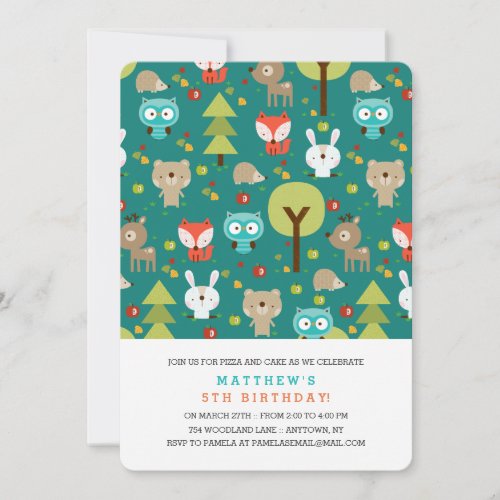 Modern Woodland Friends Birthday Party Invitation