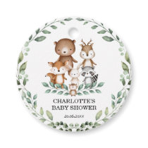 Modern Woodland Greenery Baby Animals Thank You Favor Tags