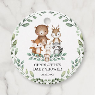 Modern Woodland Greenery Baby Animals Thank You Favor Tags