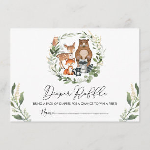 Modern Woodland Greenery Baby Shower Diaper Raffle Enclosure Card