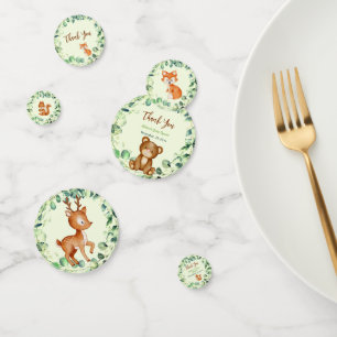 Modern Woodland Greenery Forest Friends Deer Bear Confetti