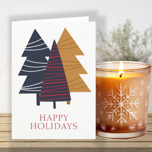 Modern Woodland Tree Themed Christmas Personalized Holiday Card