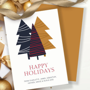 Modern Woodland Tree Themed Christmas Personalized Holiday Card