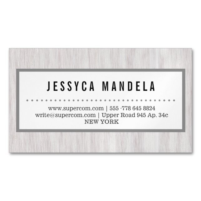 Modern Woodworker with Green Business Card Magnet (Front)