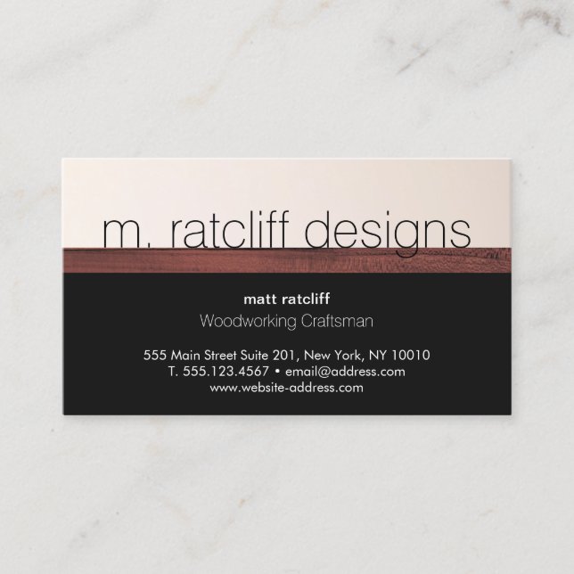 Modern Woodworker Wood Carpentry Business Card (Front)