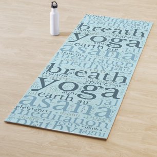 Modern Word Art Yoga Mat Blue