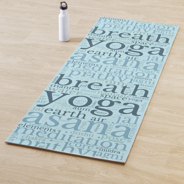 Modern Word Art Yoga Mat Blue (In Situ)