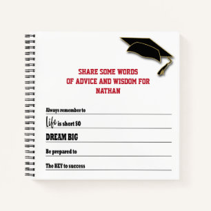 Modern Words Of Advice Memory Keepsake Graduation Notebook