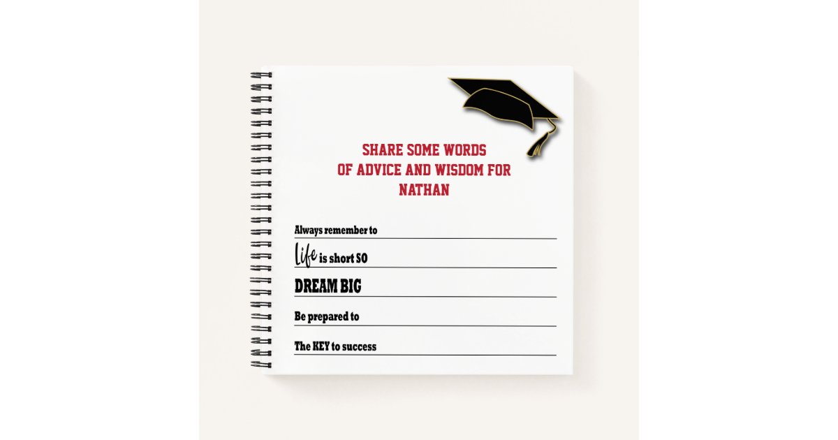 Modern Words Of Advice Memory Keepsake Graduation Notebook | Zazzle