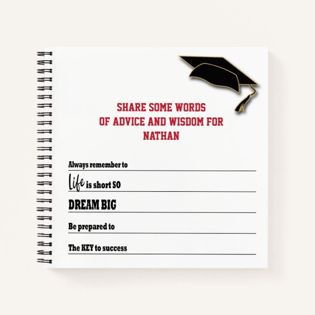 Modern Words Of Advice Memory Keepsake Graduation Notebook (Front)