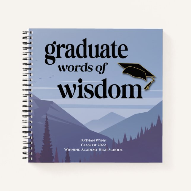 Modern Words Of Wisdom Memory Keepsake Graduation Notebook (Front)