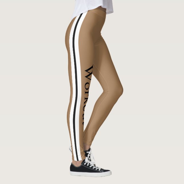Modern workout l Striped l Brown background l Text Leggings (Right)
