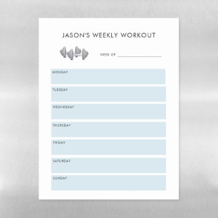 Modern workout tracker blue magnetic dry erase sheet