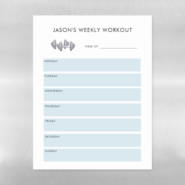 Modern workout tracker blue magnetic dry erase sheet (Vertical)