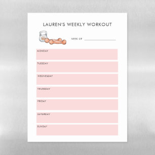 Modern workout tracker pink magnetic dry erase sheet
