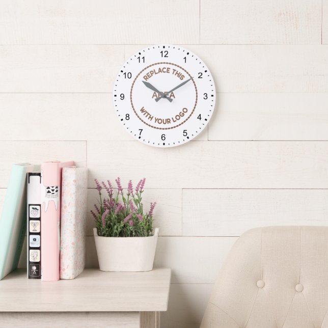 Modern Workspace Decor Your Company Logo White Large Clock (Reading Room)