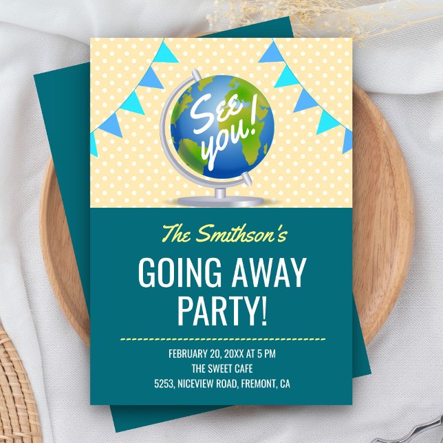 Modern World Globe Going Away Party Invite (Creator Uploaded)