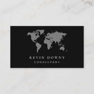 Modern World Map Black Business Card