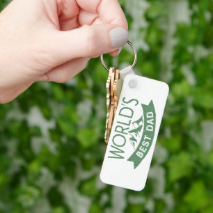 Modern World's Best Dad mountains Father's Day Keychain