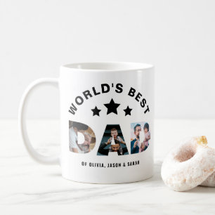 Modern World's Best Dad Star 3 Photo Collage Coffee Mug