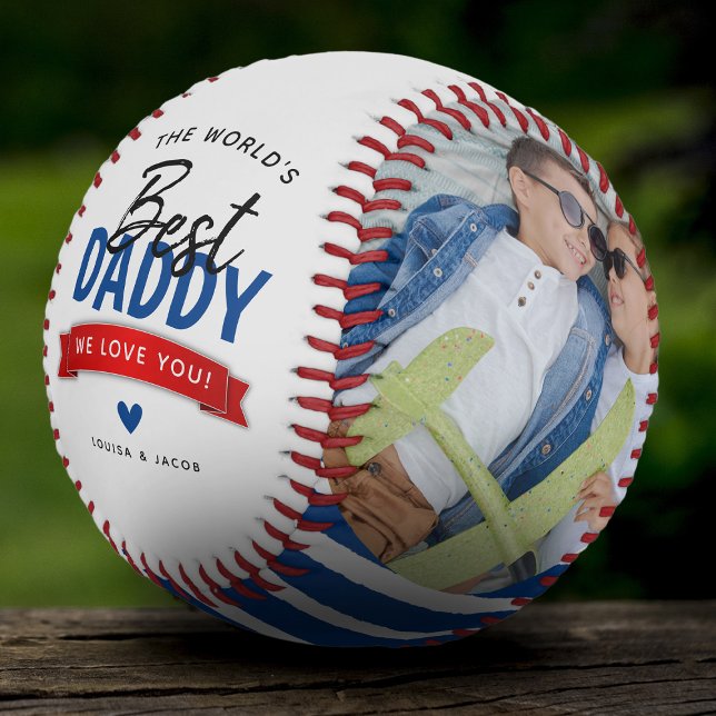 Modern 'World's Best' Daddy Photo Keepsake Baseball (Creator Uploaded)