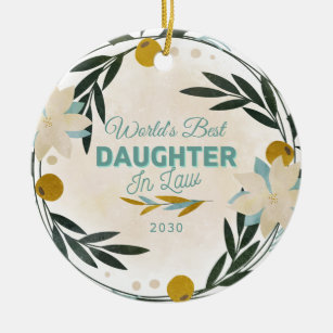 Modern World's Best Daughter In law Christmas   Ceramic Ornament