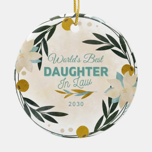 Modern Worlds Best Daughter In law Christmas   Ceramic Ornament