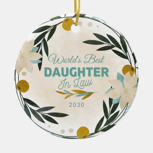 Modern World's Best Daughter In law Christmas   Ceramic Ornament (Front)