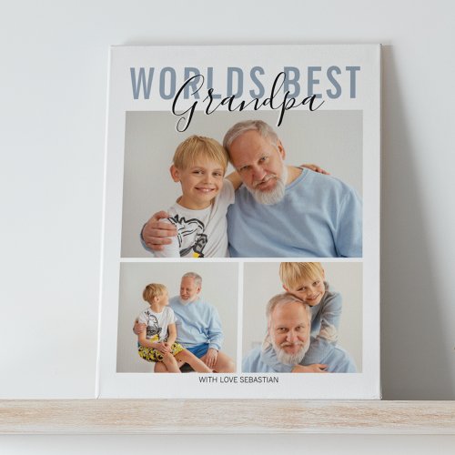 Modern Worlds Best Grandpa 3 Photo Plaque