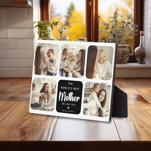 Modern Worlds Best Mother 5 Photo Collage Plaque