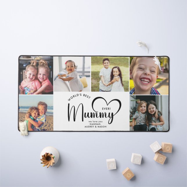 Modern World's Best Mummy Ever Gift Photo Collage Desk Mat (Kids Table)
