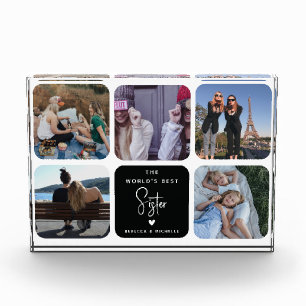 Modern World's Best Sister Photo Collage Block