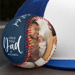 Modern World's Greatest Dad 2-Photo Baseball<br><div class="desc">This custom photo baseball design in a rich navy blue features vibrant red stitching, creating a bold and stylish contrast that draws the eye. The standout text “World’s greatest dad” is displayed in a large, elegant script font, adding a heartfelt and celebratory tone perfect for honoring a beloved father. The...</div>