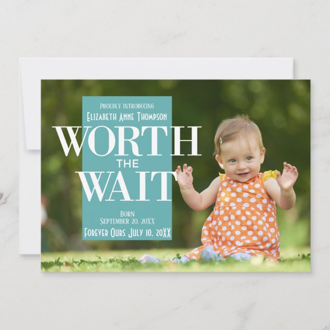 Modern Worth the Wait - Adoption Announcement (Front)