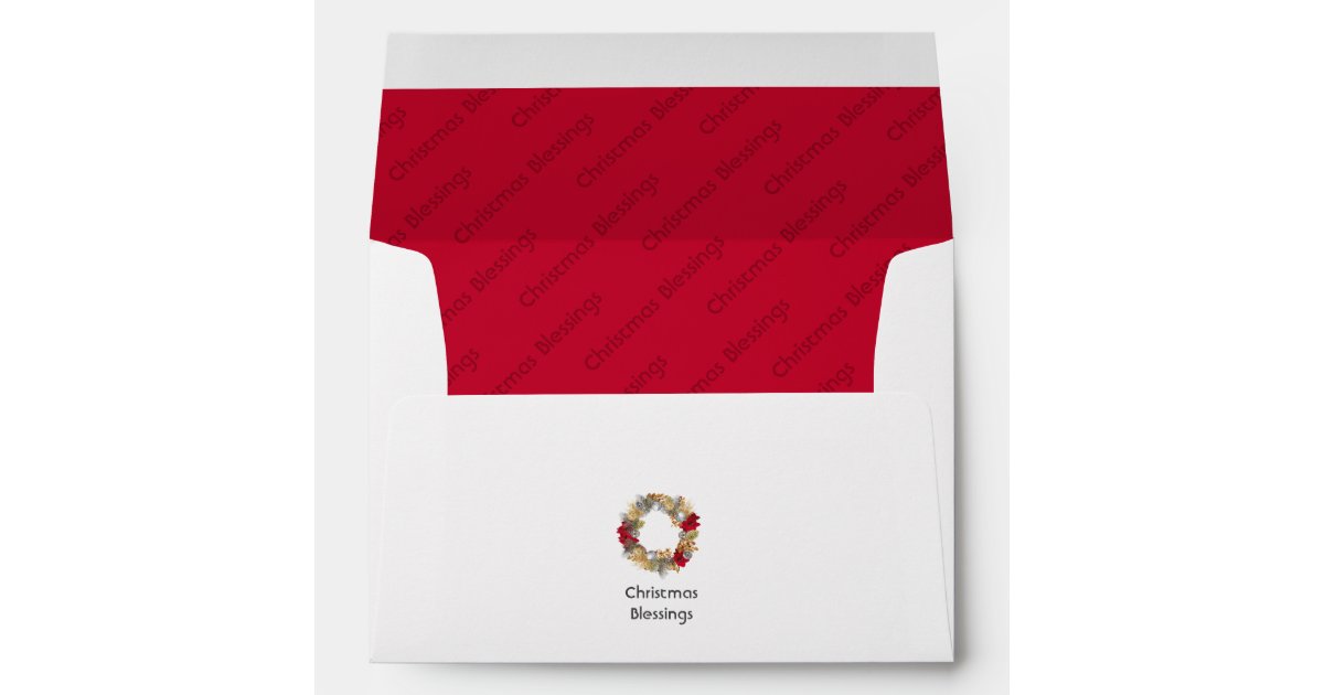 Modern Wreath CHRISTMAS BLESSINGS Envelope | Zazzle