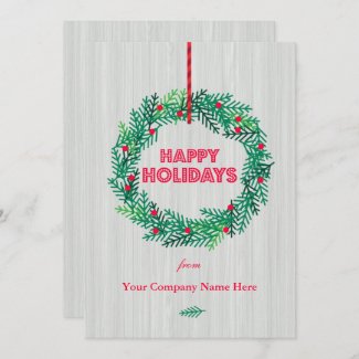 Modern Wreath Corporate Holiday Card