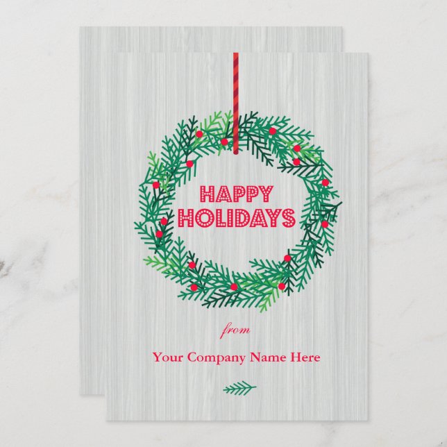 Modern Wreath Corporate Holiday Card (Front/Back)