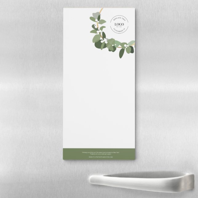 Modern Wreath Custom business Logo Gift Magnetic Notepad (In Situ)