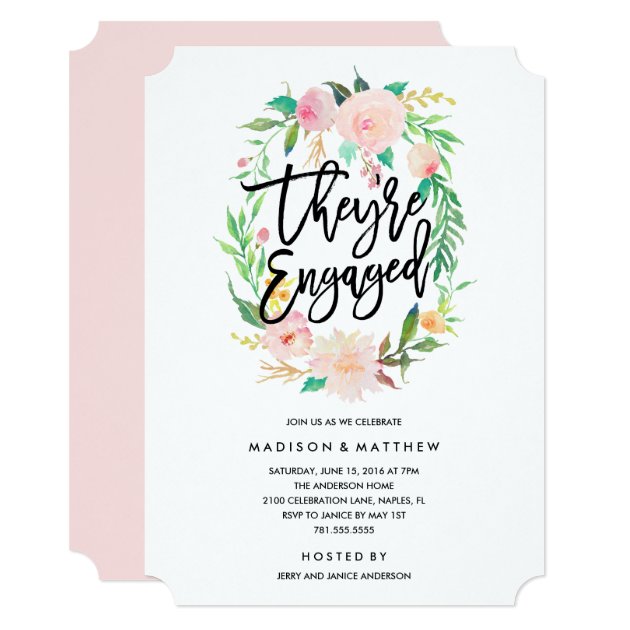 Modern Wreath Engagement Party Invitation